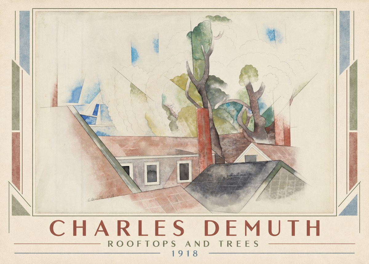 Charles Demuth Rooftops and Trees No1 - Plakát