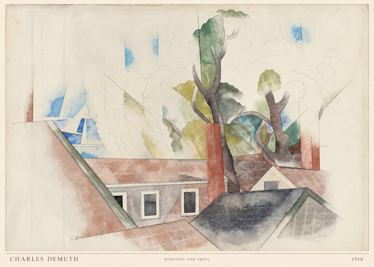 Charles Demuth Rooftops and Trees No6 - Plakát