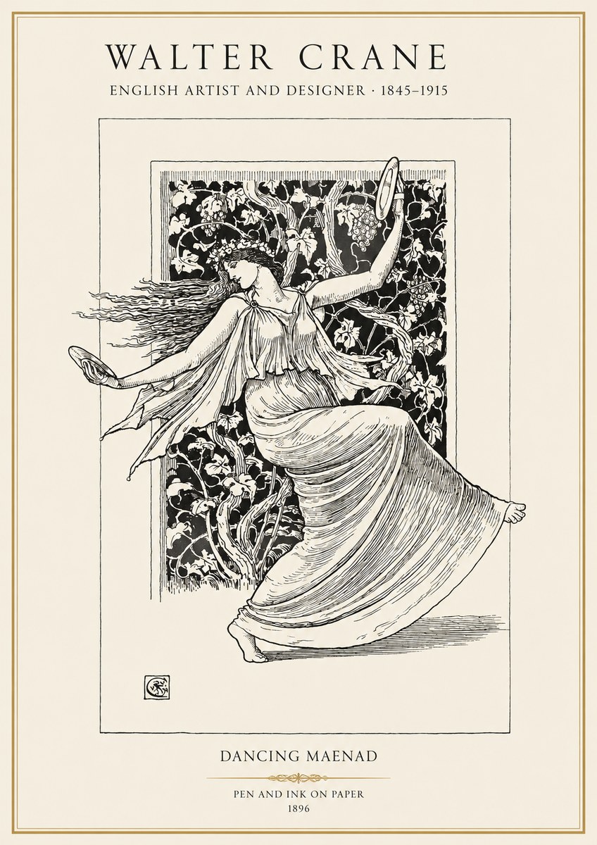 Walter Crane Dancing Maenad No1 - Plakát