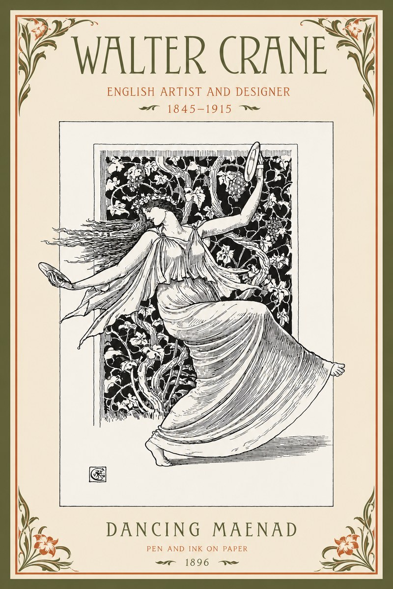 Walter Crane Dancing Maenad No2 - Plakát