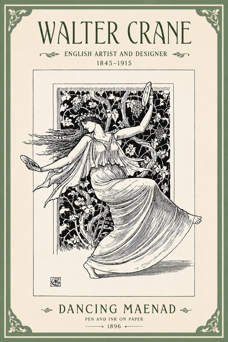 Walter Crane Dancing Maenad No4 - Plakát