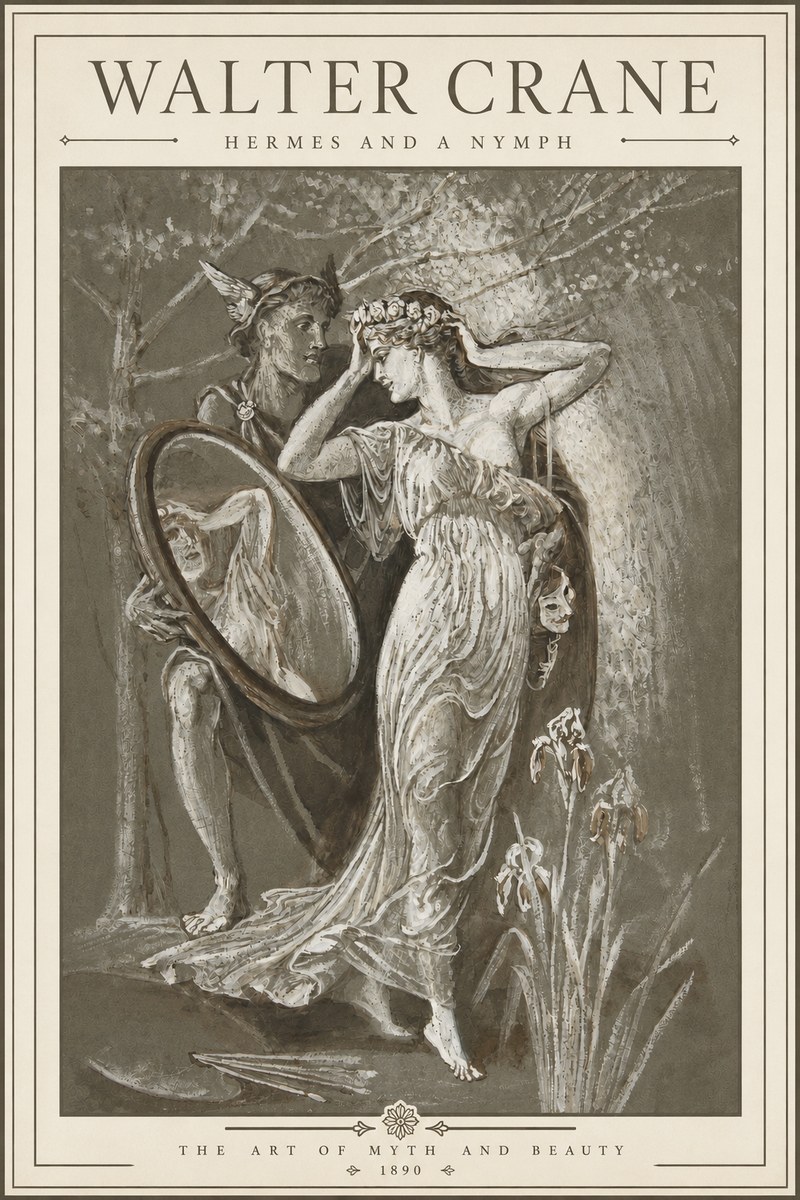 Walter Crane Hermes and a Nymph No3 - Plakát