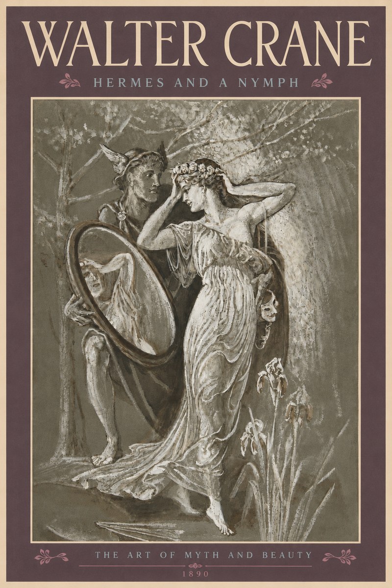 Walter Crane Hermes and a Nymph No5 - Plakát