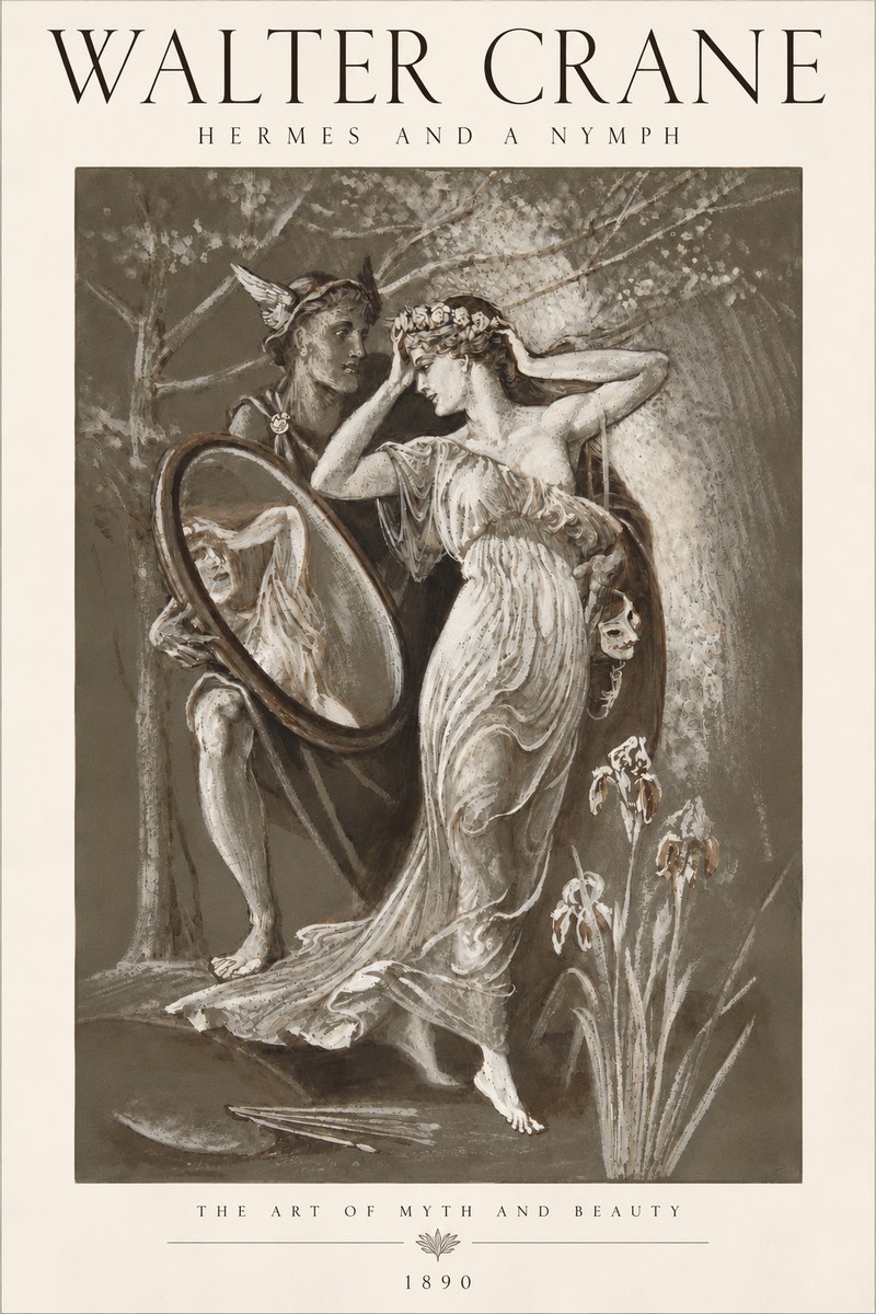 Walter Crane Hermes and a Nymph No6 - Plakát