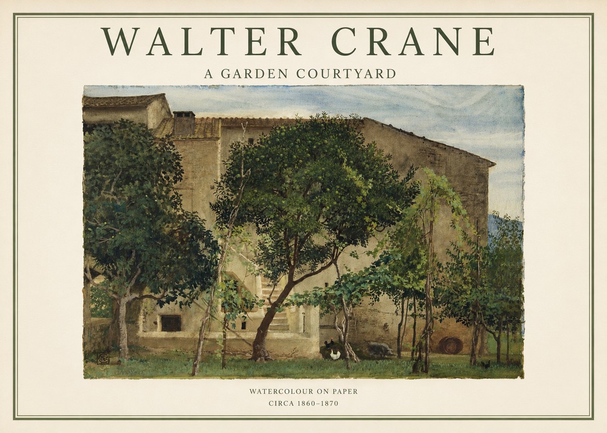 Walter Crane A Garden Courtyard No1 - Plakát