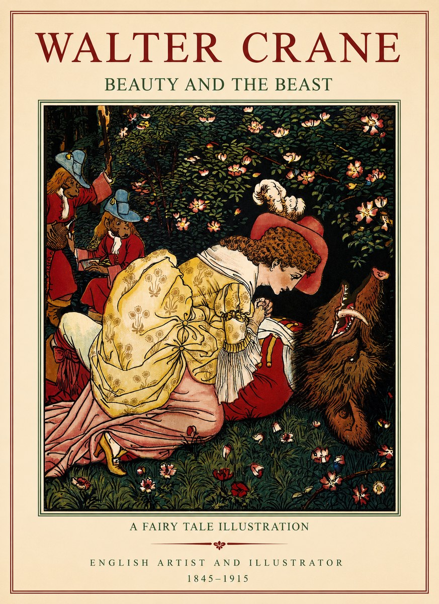 Walter Crane Beauty and the Beast No1 - Plakát