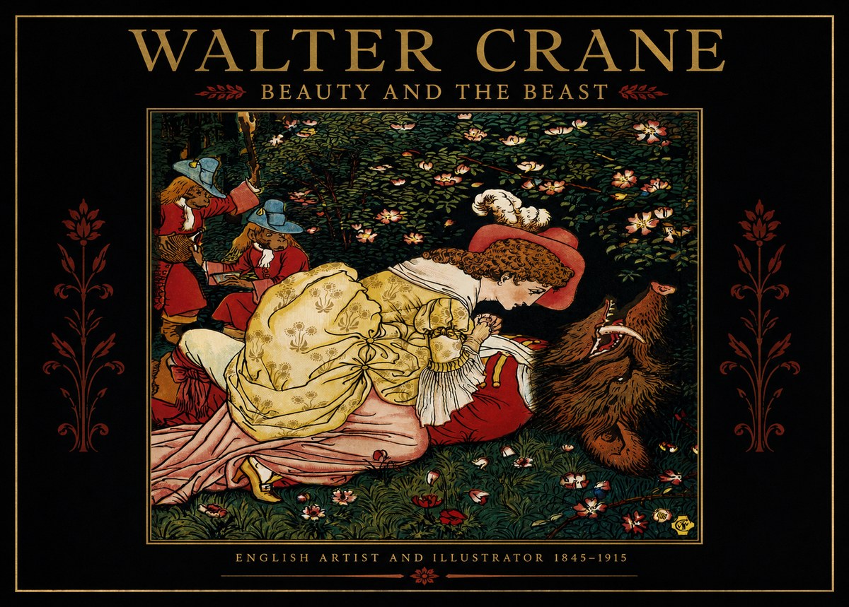 Walter Crane Beauty and the Beast No2 - Plakát