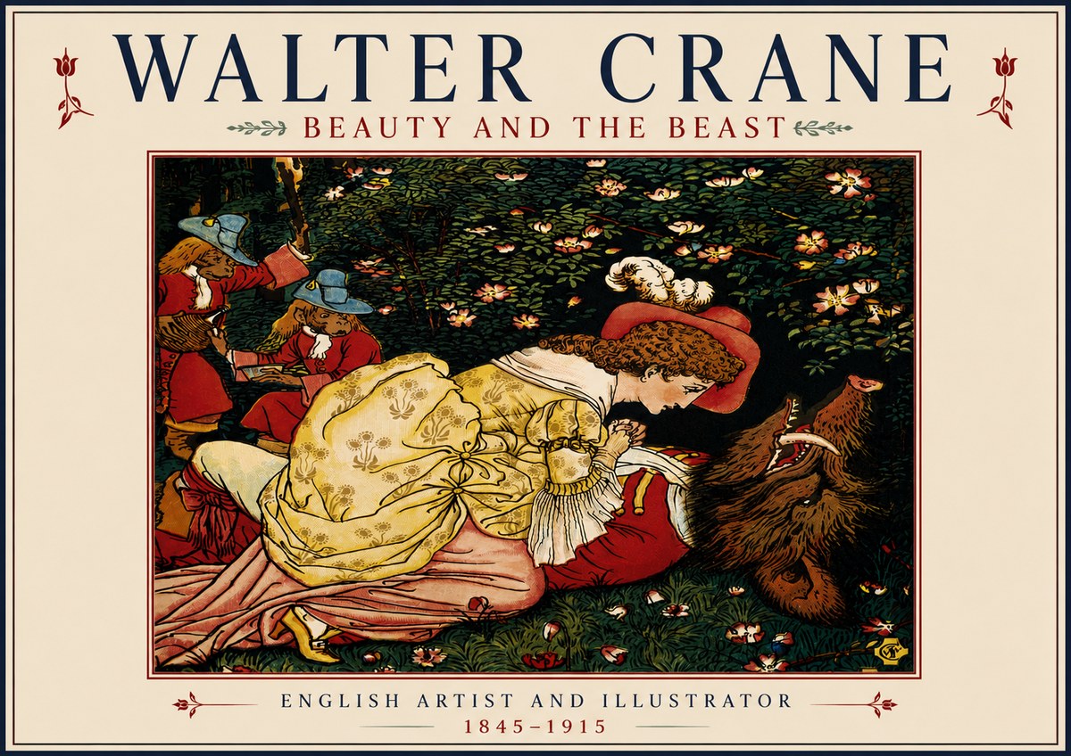 Walter Crane Beauty and the Beast No5 - Plakát