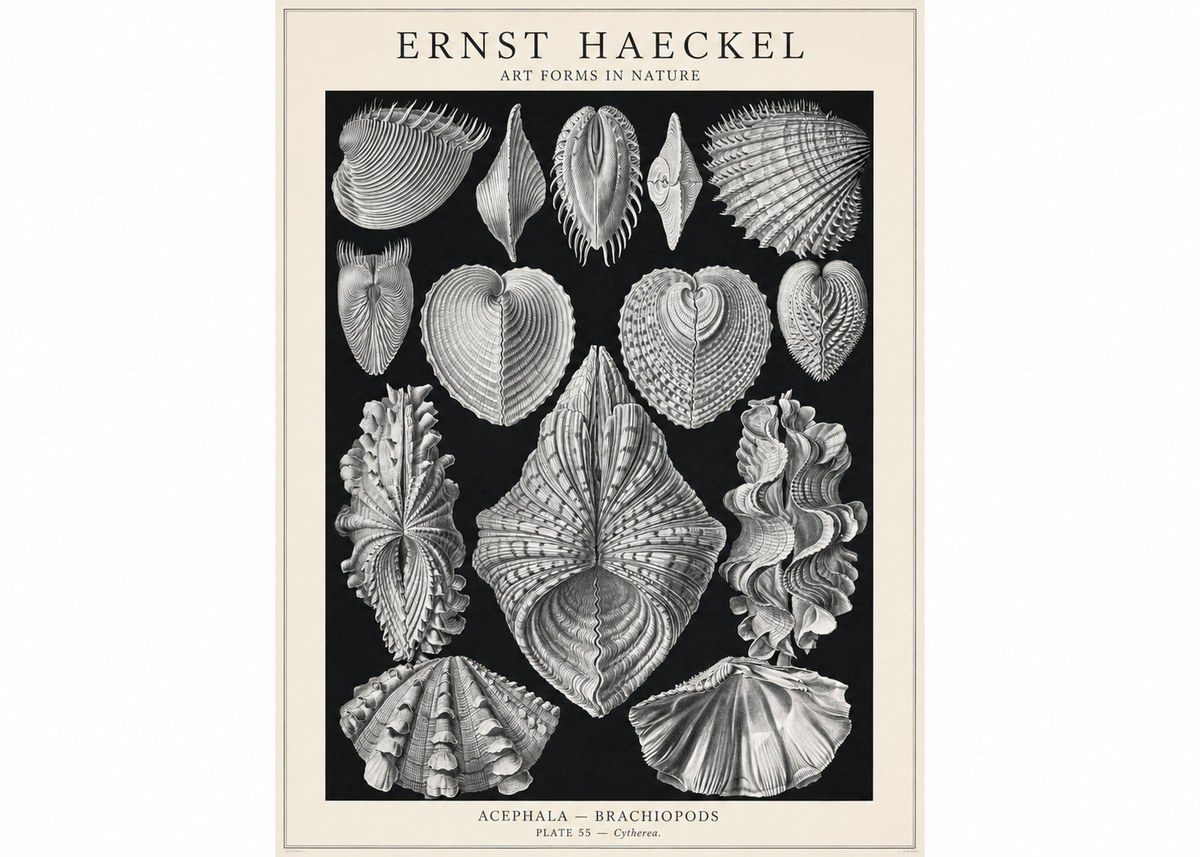 Ernst Haeckel Acephala — Brachiopods Plate 55 — Cytherea. No1 - Plakát