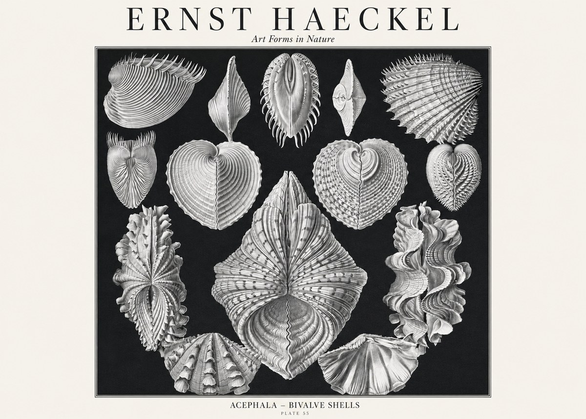 Ernst Haeckel Acephala — Brachiopods Plate 55 — Cytherea. No3 - Plakát