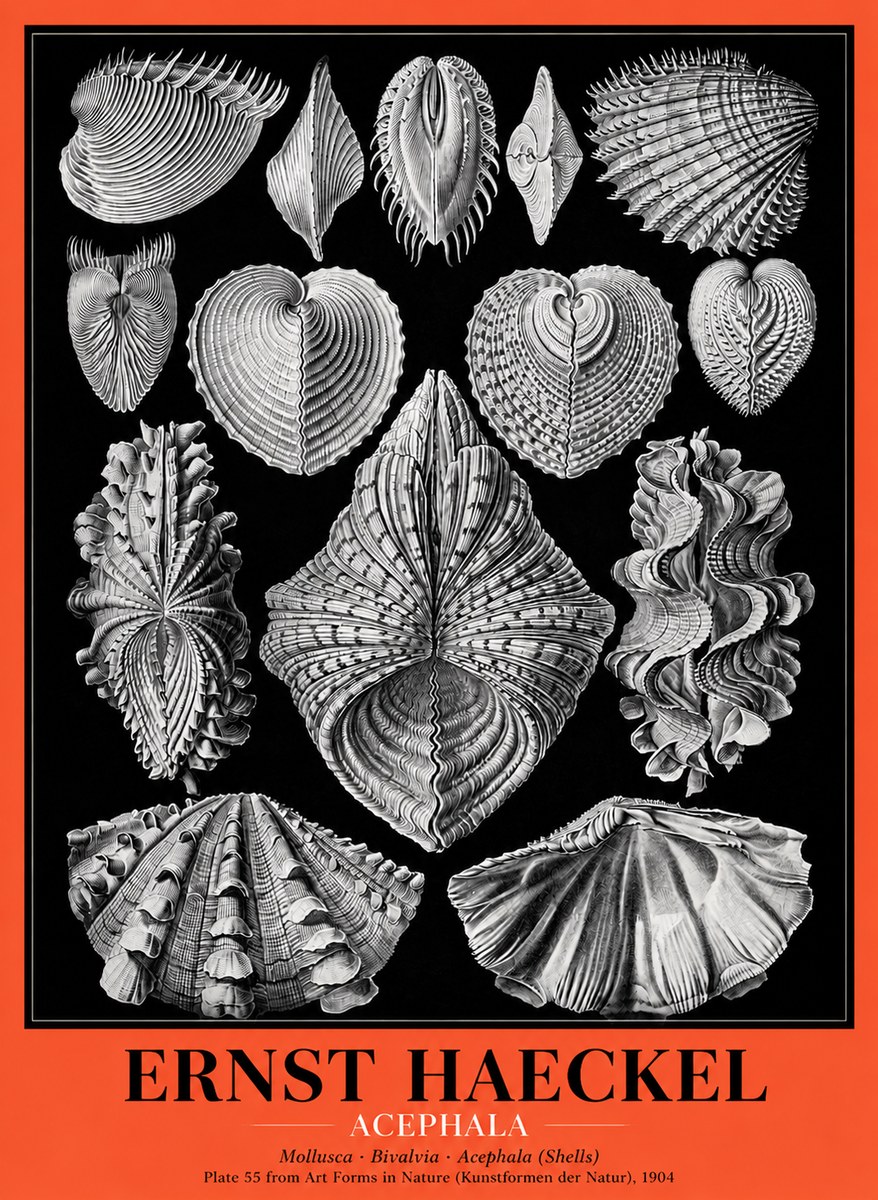 Ernst Haeckel Acephala — Brachiopods Plate 55 — Cytherea. No5 - Plakát