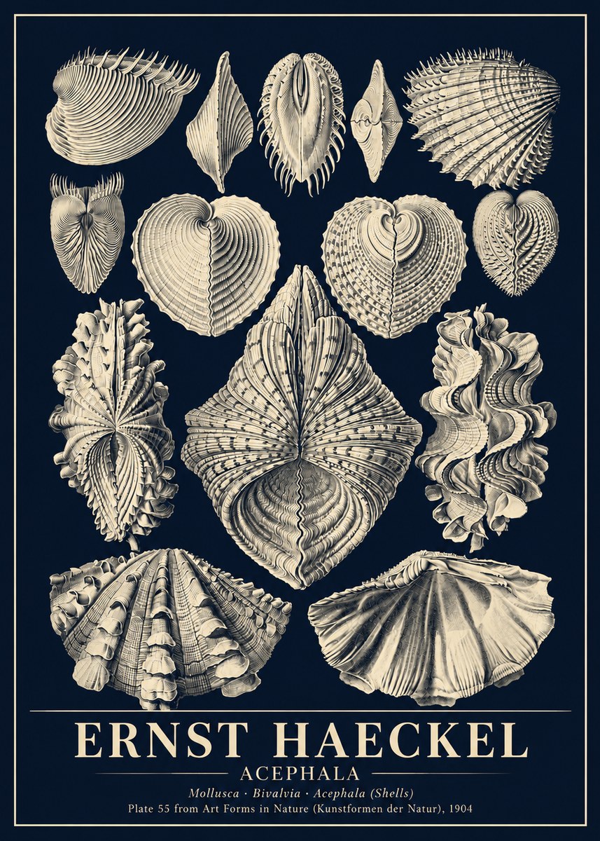 Ernst Haeckel Acephala — Brachiopods Plate 55 — Cytherea. No6 - Plakát