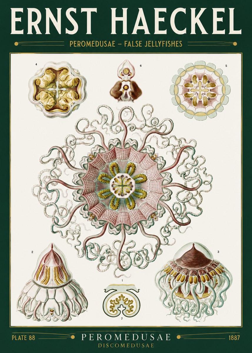 Ernst Haeckel Peromedusae – Discomedusae No2 - Plakát