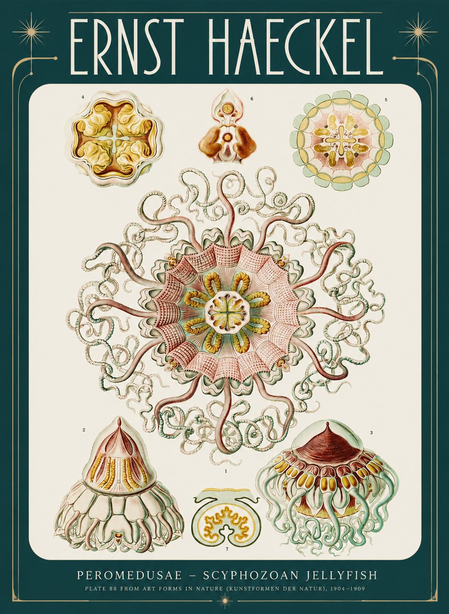 Ernst Haeckel Peromedusae – Discomedusae No4 - Plakát