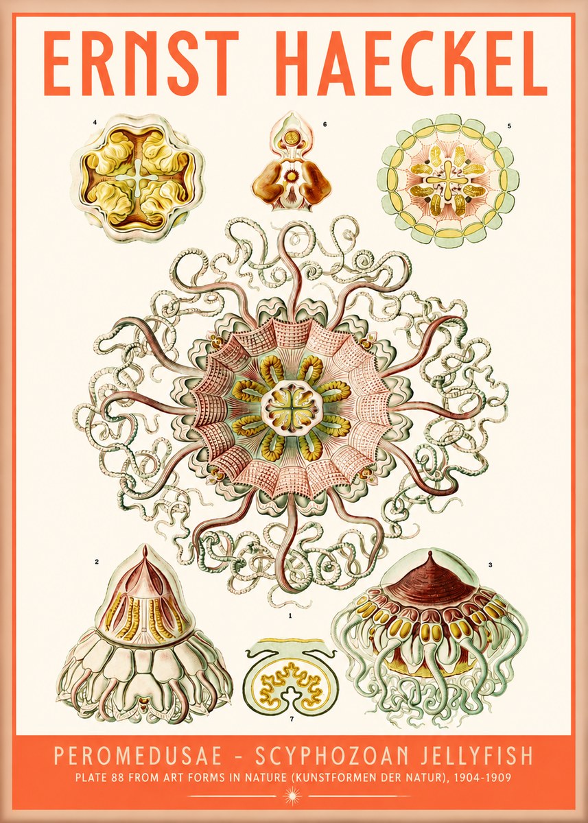 Ernst Haeckel Peromedusae – Discomedusae No5 - Plakát