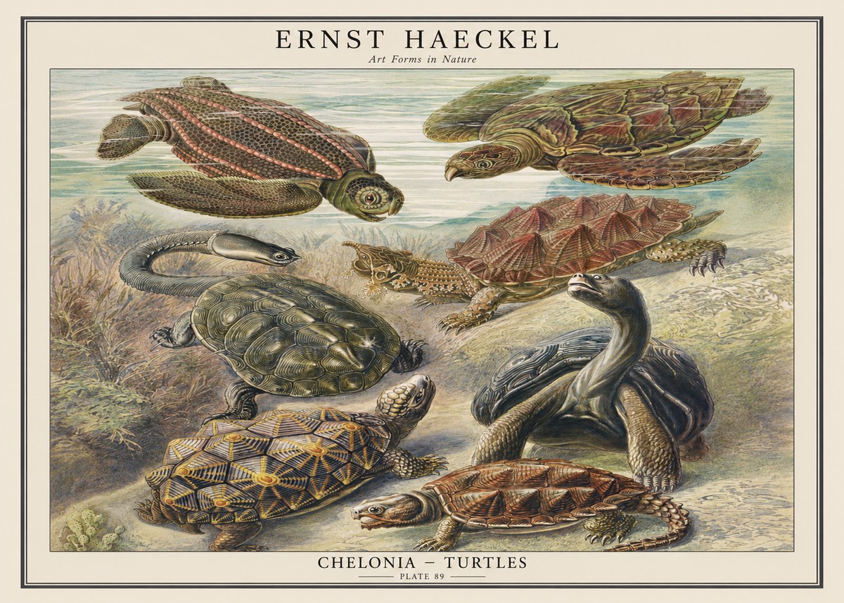 Ernst Haeckel Chelonia - Turtles No1 - Plakát
