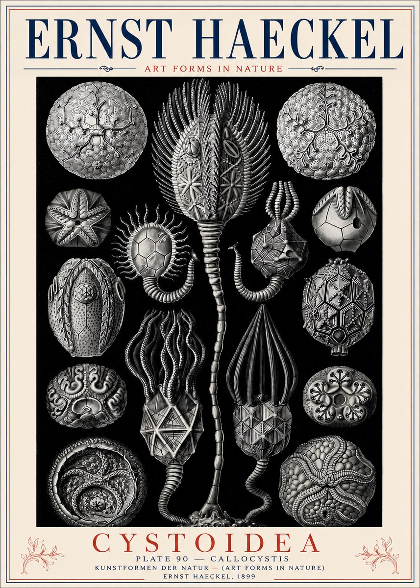 Ernst Haeckel Cystoidea - Callocystis No6 - Plakát