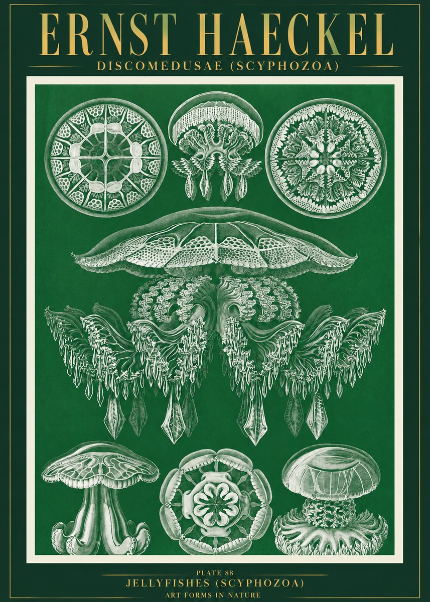 Ernst Haeckel Discomedusae (Scyphozoa) Plate 88 No3 - Plakát