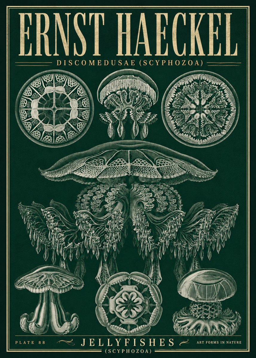 Ernst Haeckel Discomedusae (Scyphozoa) Plate 88 No5 - Plakát