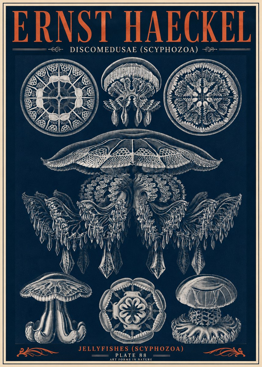 Ernst Haeckel Discomedusae (Scyphozoa) Plate 88 No6 - Plakát