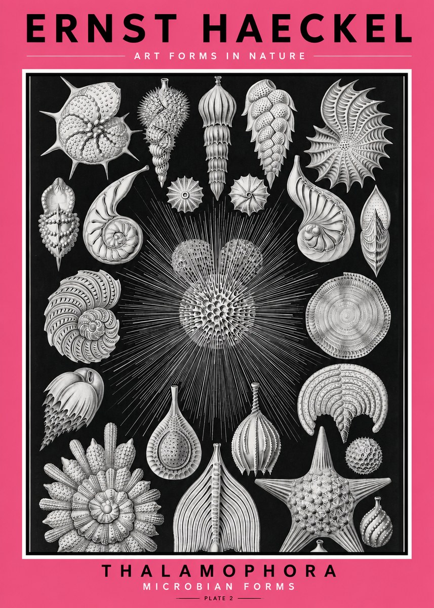 Ernst Haeckel Thalamophora - Microbian Forms - Plate 2 No2 - Plakát