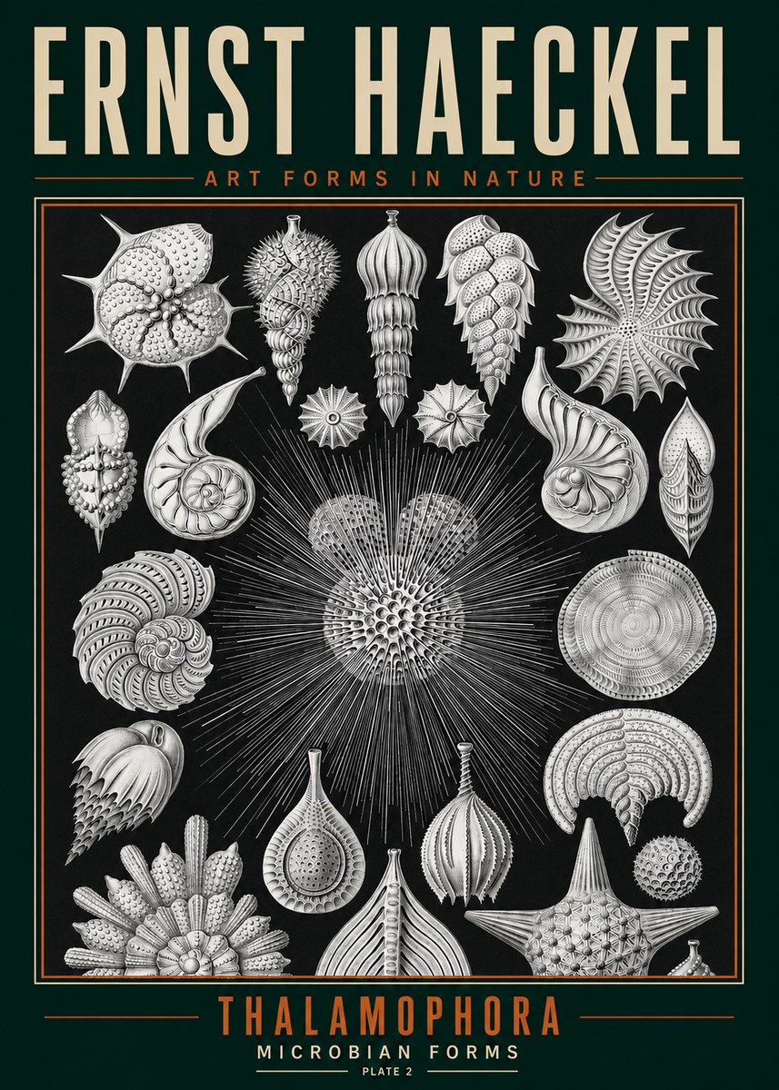 Ernst Haeckel Thalamophora - Microbian Forms - Plate 2 No3 - Plakát