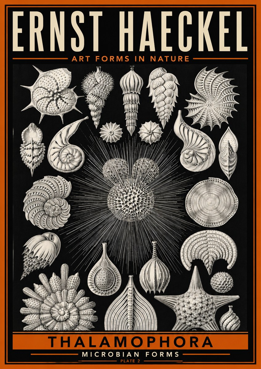 Ernst Haeckel Thalamophora - Microbian Forms - Plate 2 No6 - Plakát
