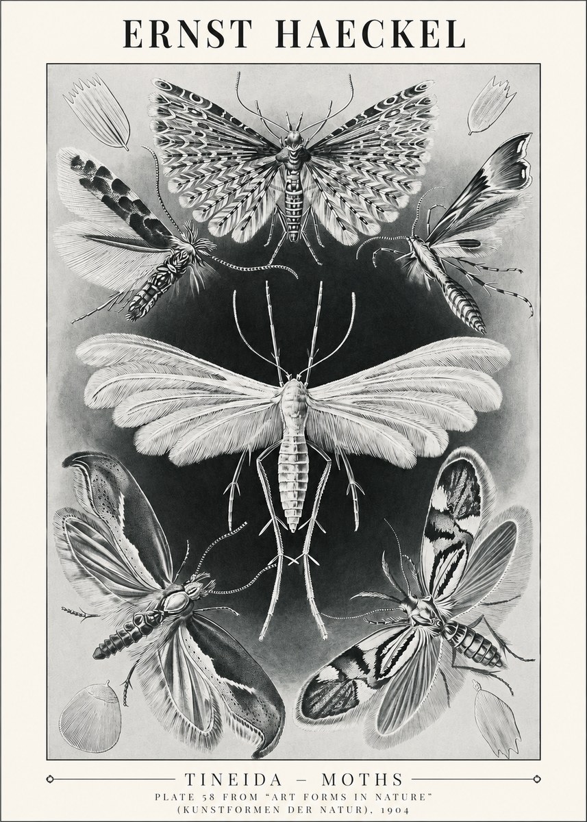 Ernst Haeckel Tineida - Moths No1 - Plakát