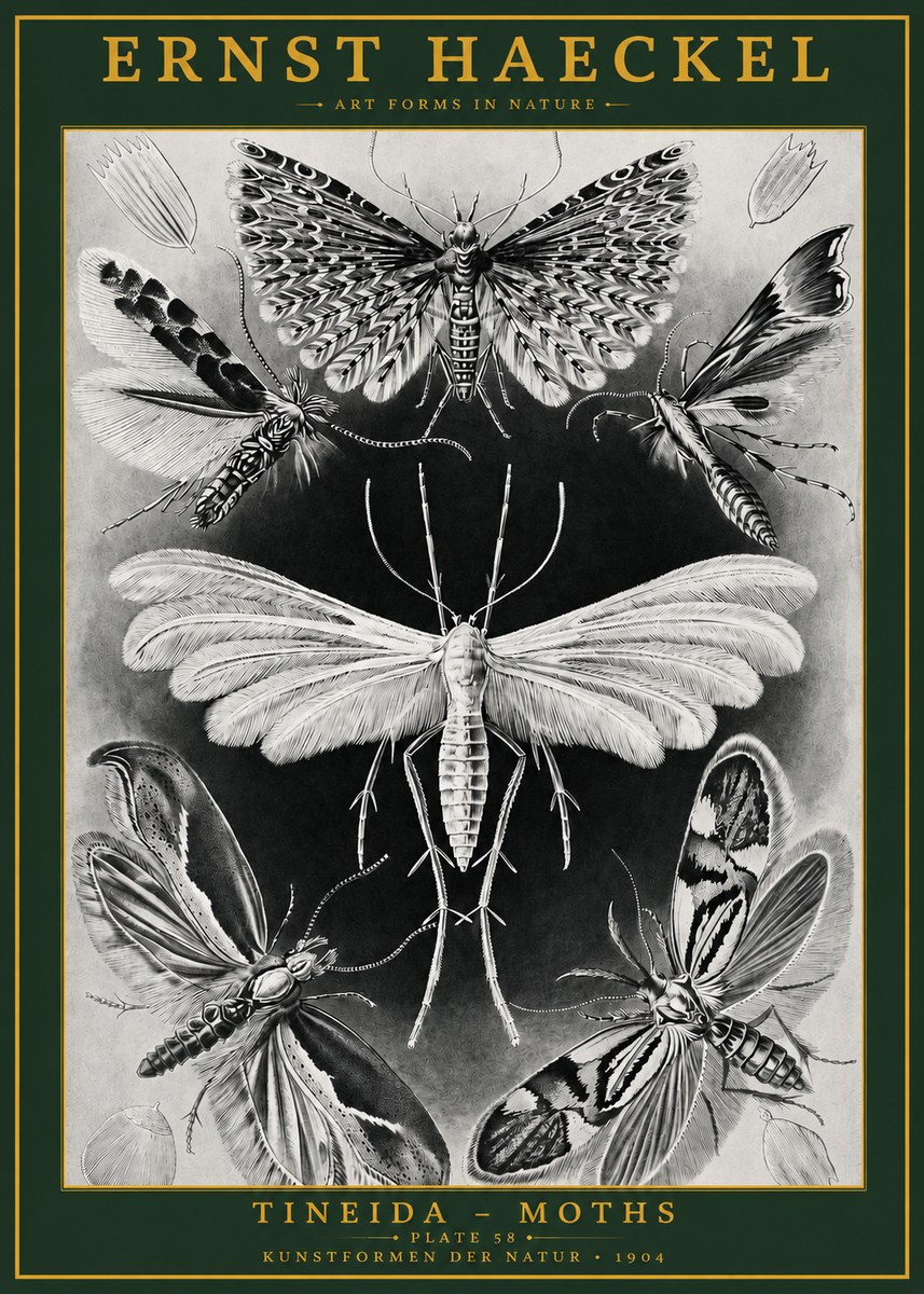 Ernst Haeckel Tineida - Moths No2 - Plakát