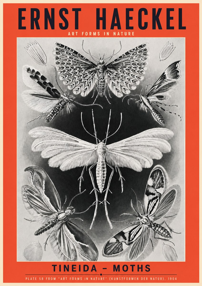 Ernst Haeckel Tineida - Moths No3 - Plakát
