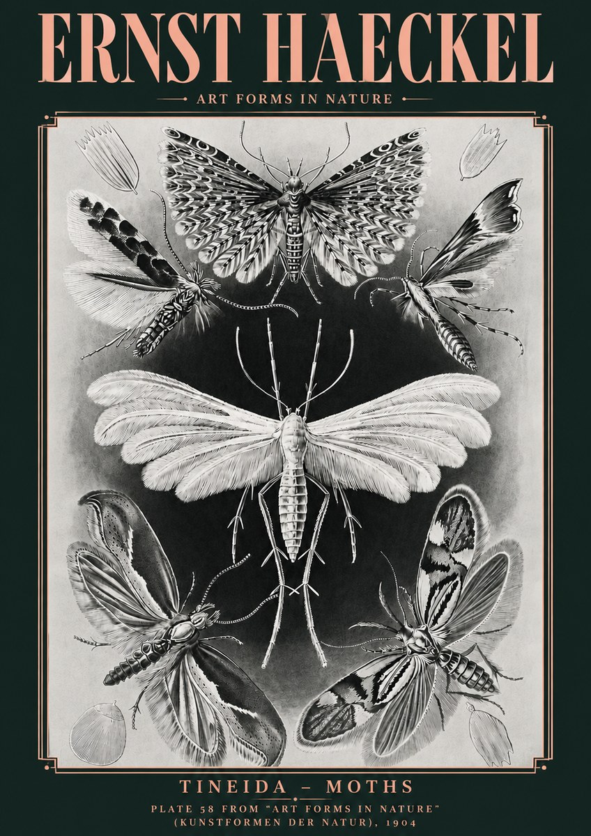 Ernst Haeckel Tineida - Moths No4 - Plakát