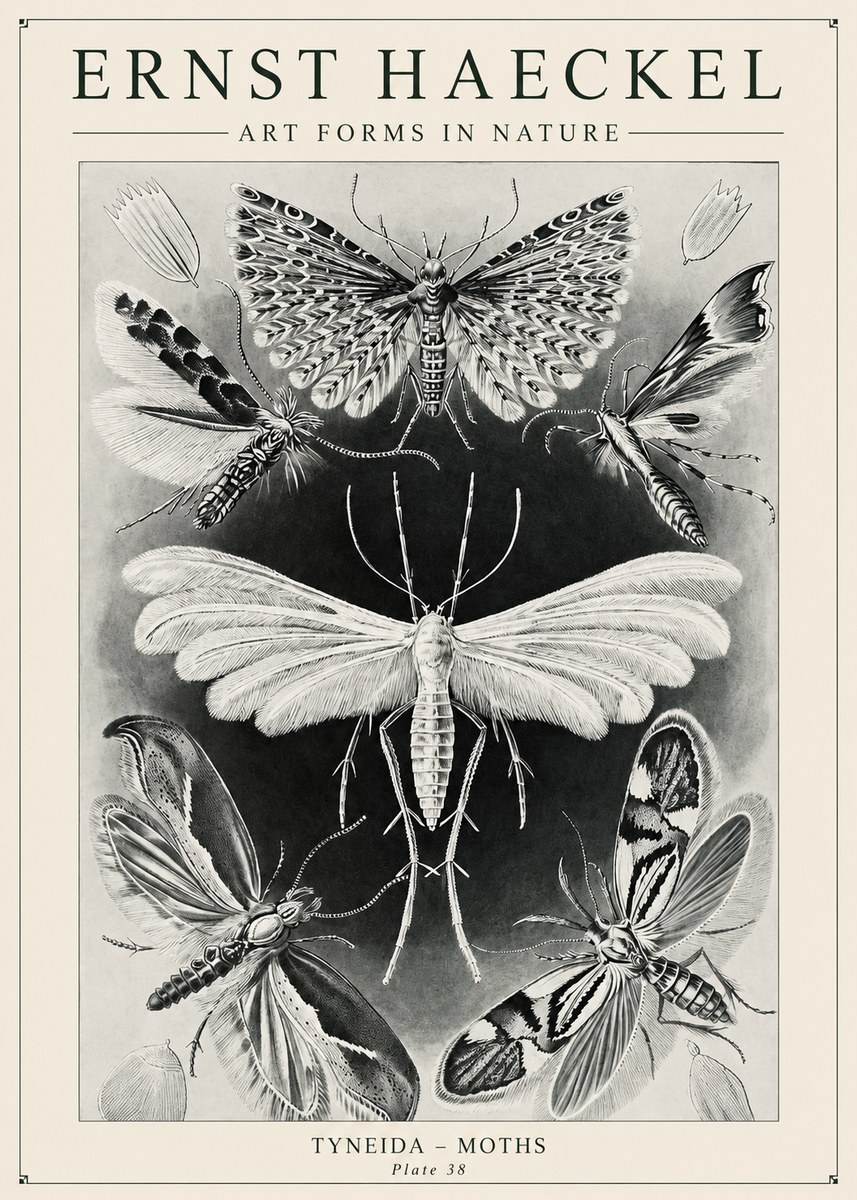 Ernst Haeckel Tineida - Moths No6 - Plakát