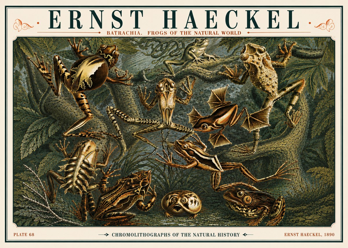 Ernst Haeckel Frogs of the Natural World No6 - Plakát