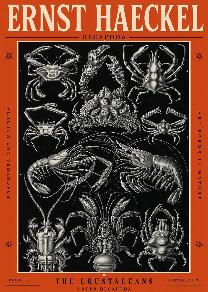 Ernst Haeckel Decapoda Brachyura and Macrura Plate 86 No2 - Plakát