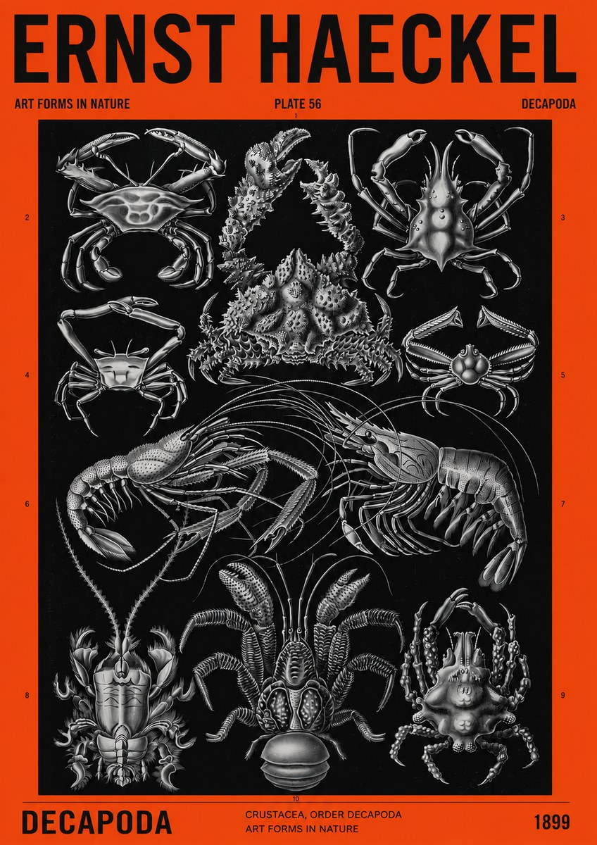 Ernst Haeckel Decapoda Brachyura and Macrura Plate 86 No4 - Plakát