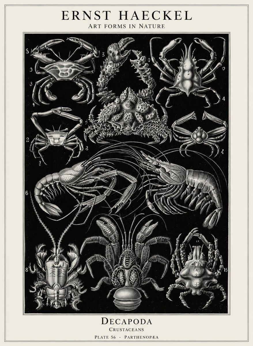 Ernst Haeckel Decapoda Brachyura and Macrura Plate 86 No5 - Plakát