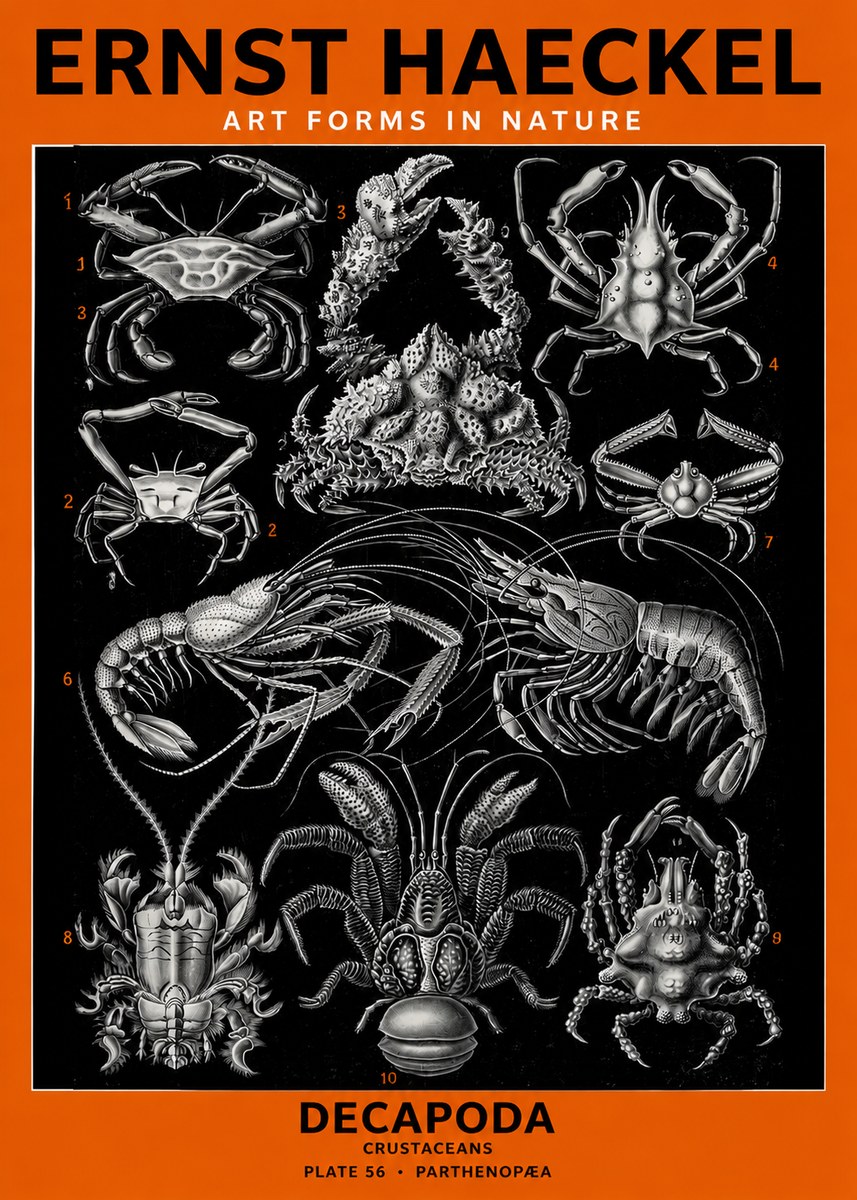 Ernst Haeckel Decapoda Brachyura and Macrura Plate 86 No6 - Plakát