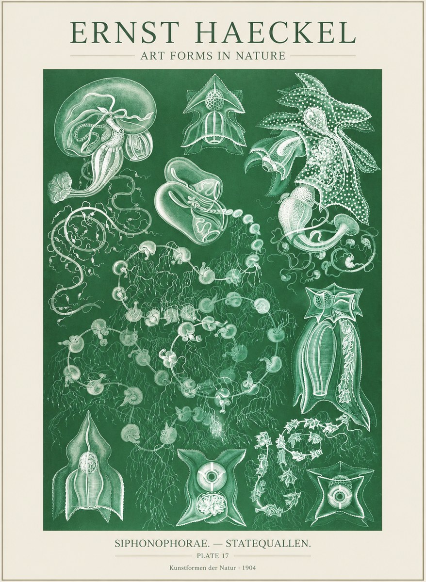 Ernst Haeckel Siphonophorae. — Statequallen. Plate 17 No3 - Plakát