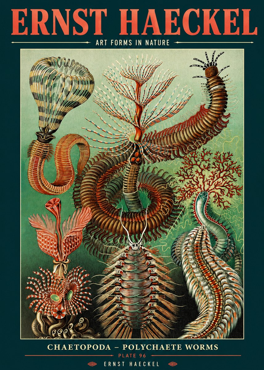 Ernst Haeckel Chaetopoda – Polychaete Worms No2 - Plakát