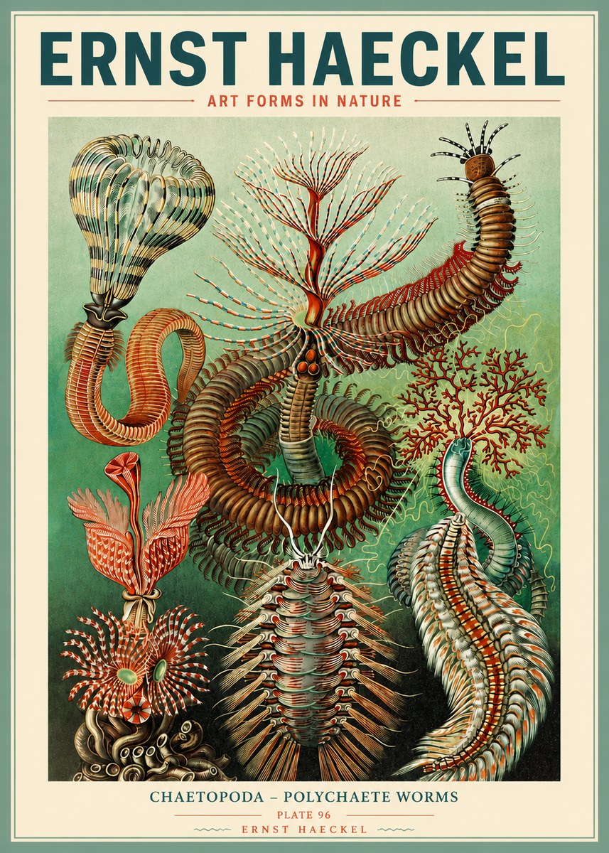 Ernst Haeckel Chaetopoda – Polychaete Worms No3 - Plakát
