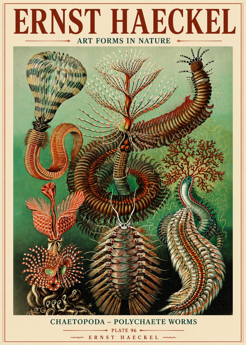 Ernst Haeckel Chaetopoda – Polychaete Worms No6 - Plakát