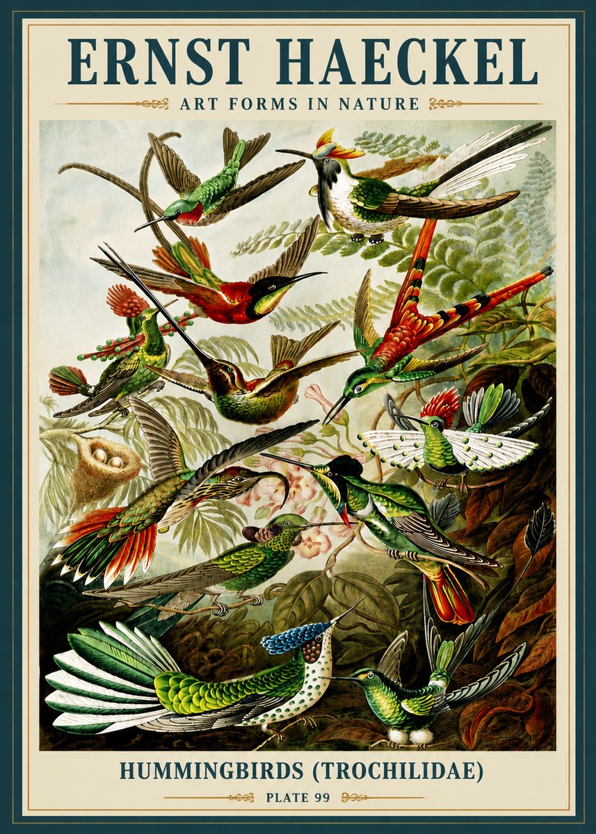 Ernst Haeckel Trochilidae - Hummingbirds No6 - Plakát