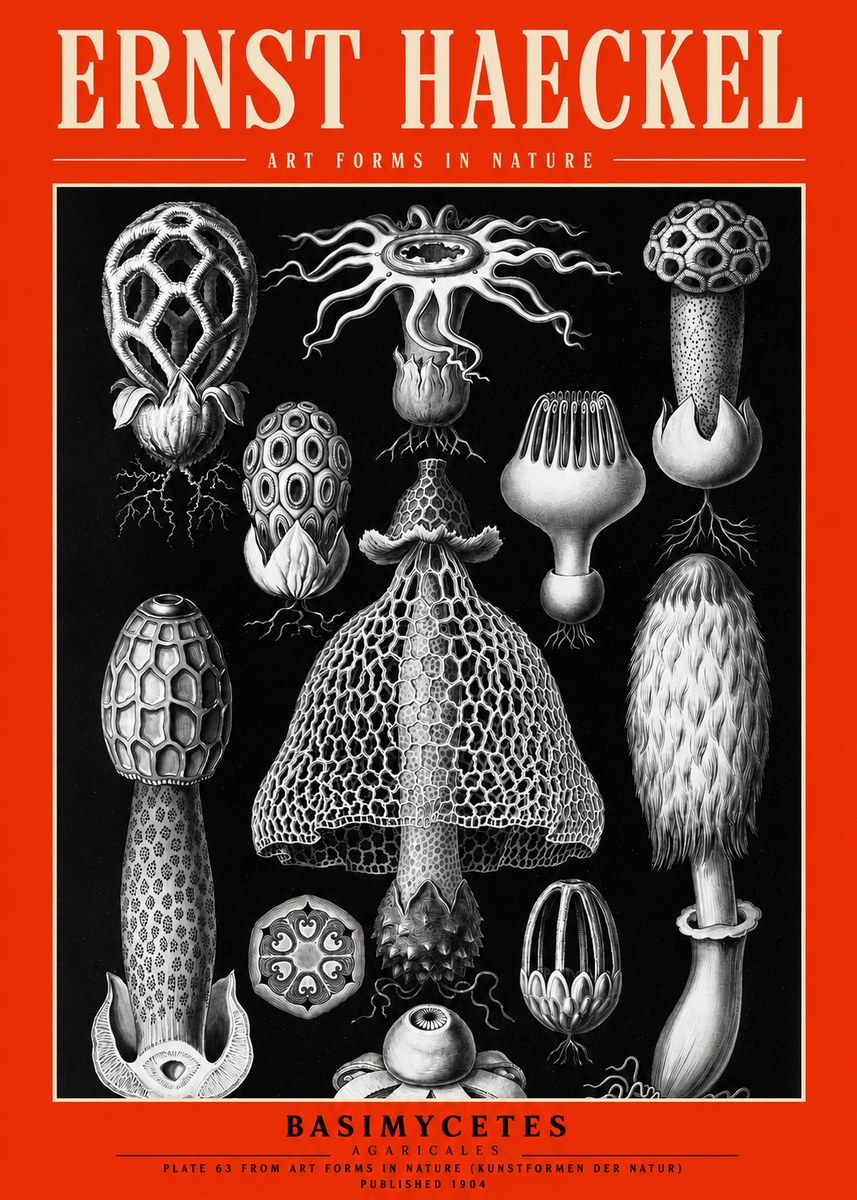 Ernst Haeckel Basimycetes Agaricales No2 - Plakát