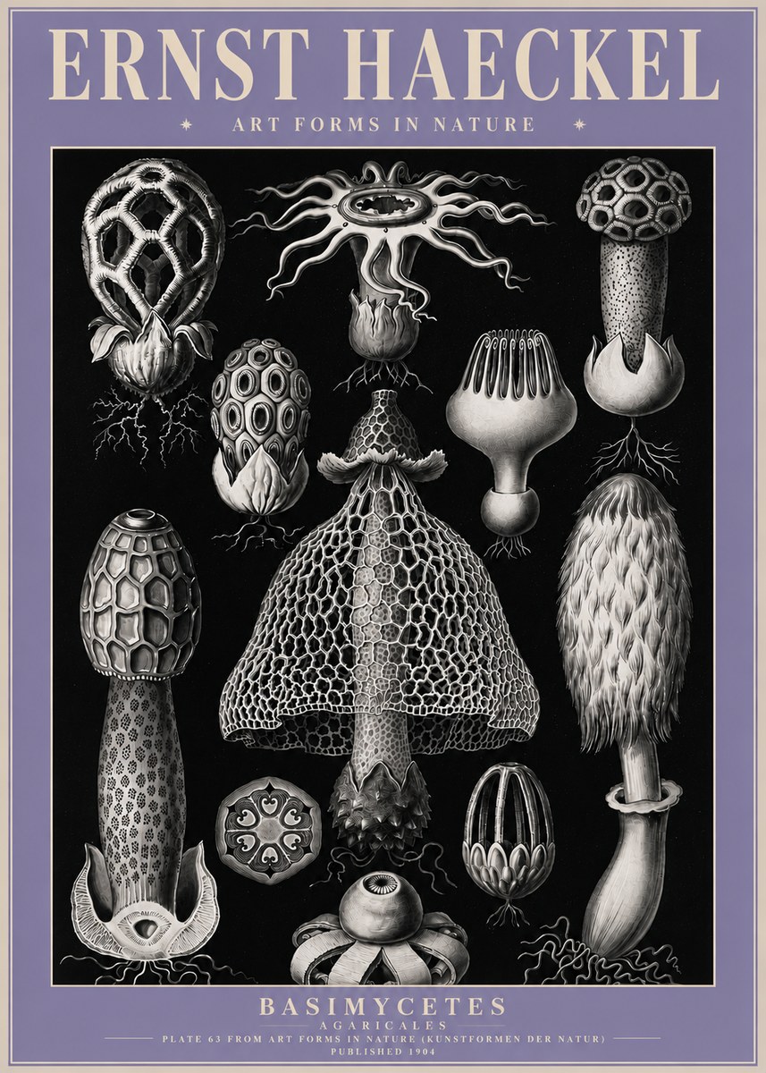 Ernst Haeckel Basimycetes Agaricales No4 - Plakát