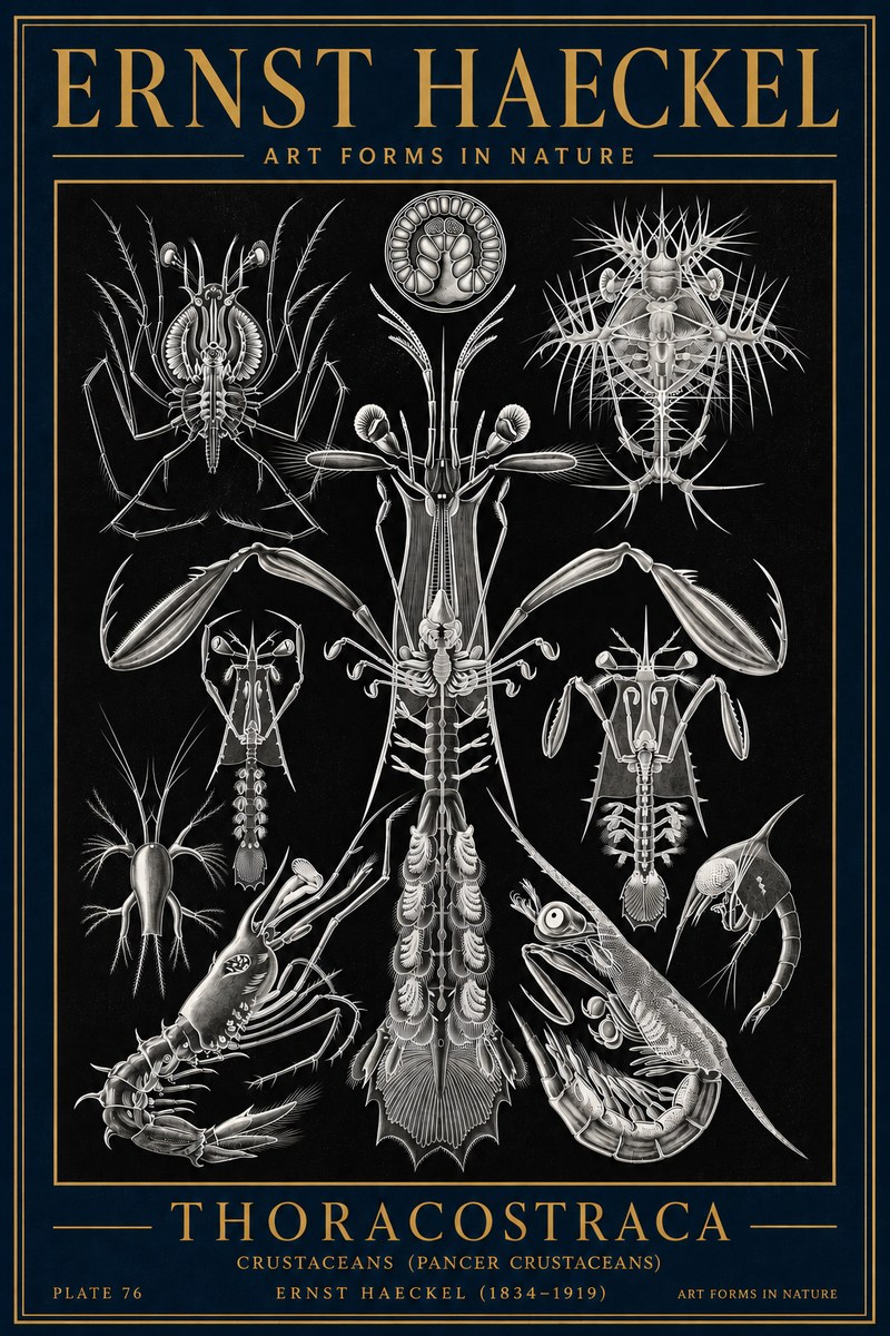 Ernst Haeckel Thoraocostraca - Crustaceans - Plate 76 No4 - Plakát