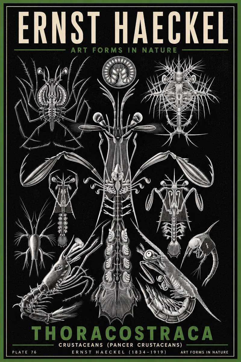 Ernst Haeckel Thoraocostraca - Crustaceans - Plate 76 No6 - Plakát
