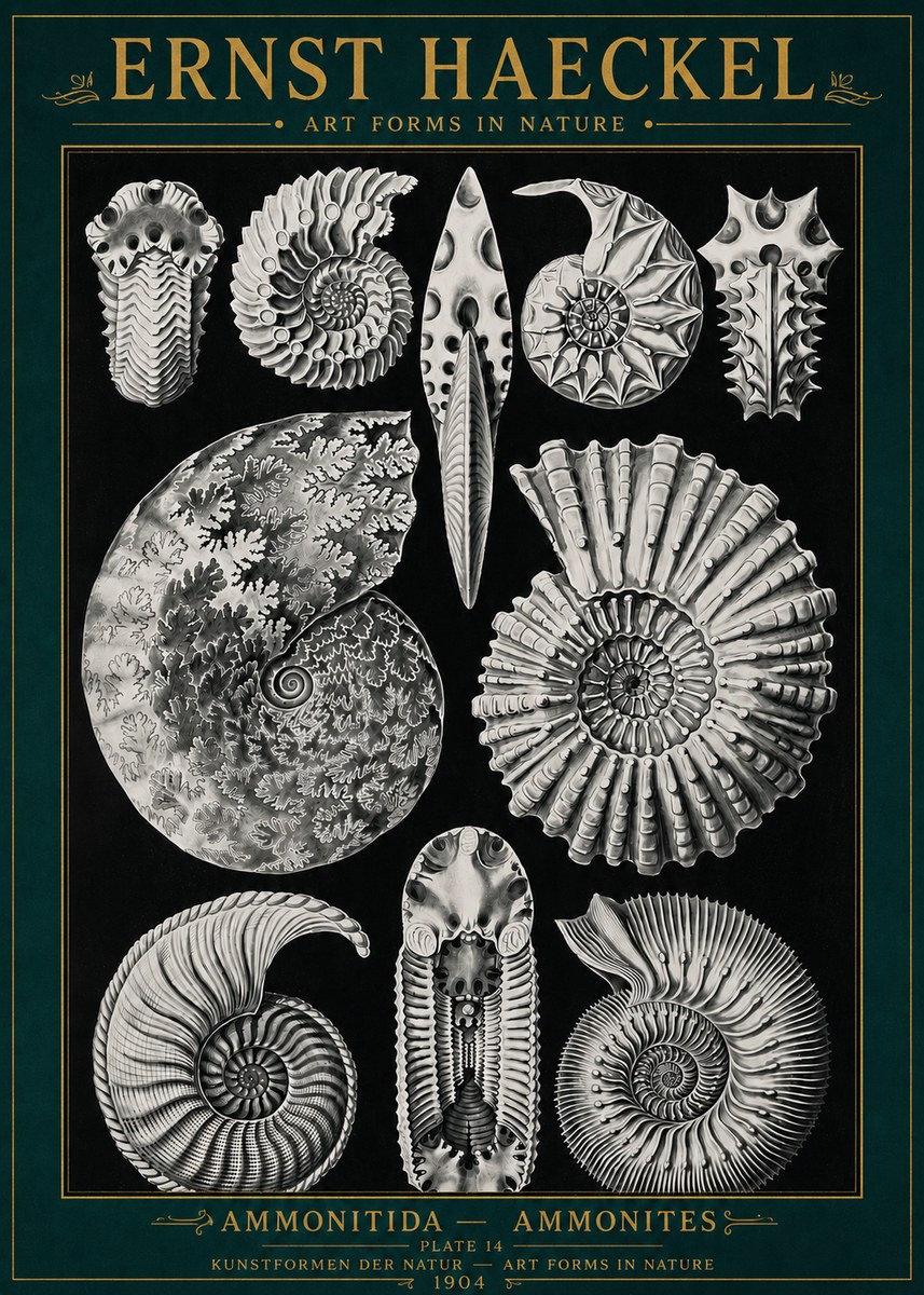 Ernst Haeckel Ammonitida - Ammonites No4 - Plakát