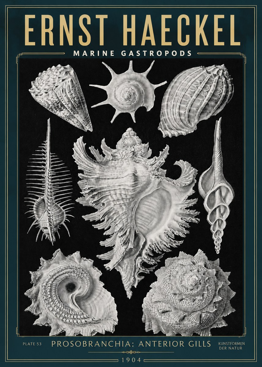 Ernst Haeckel Prosobranchia - Marine Gastropods No3 - Plakát
