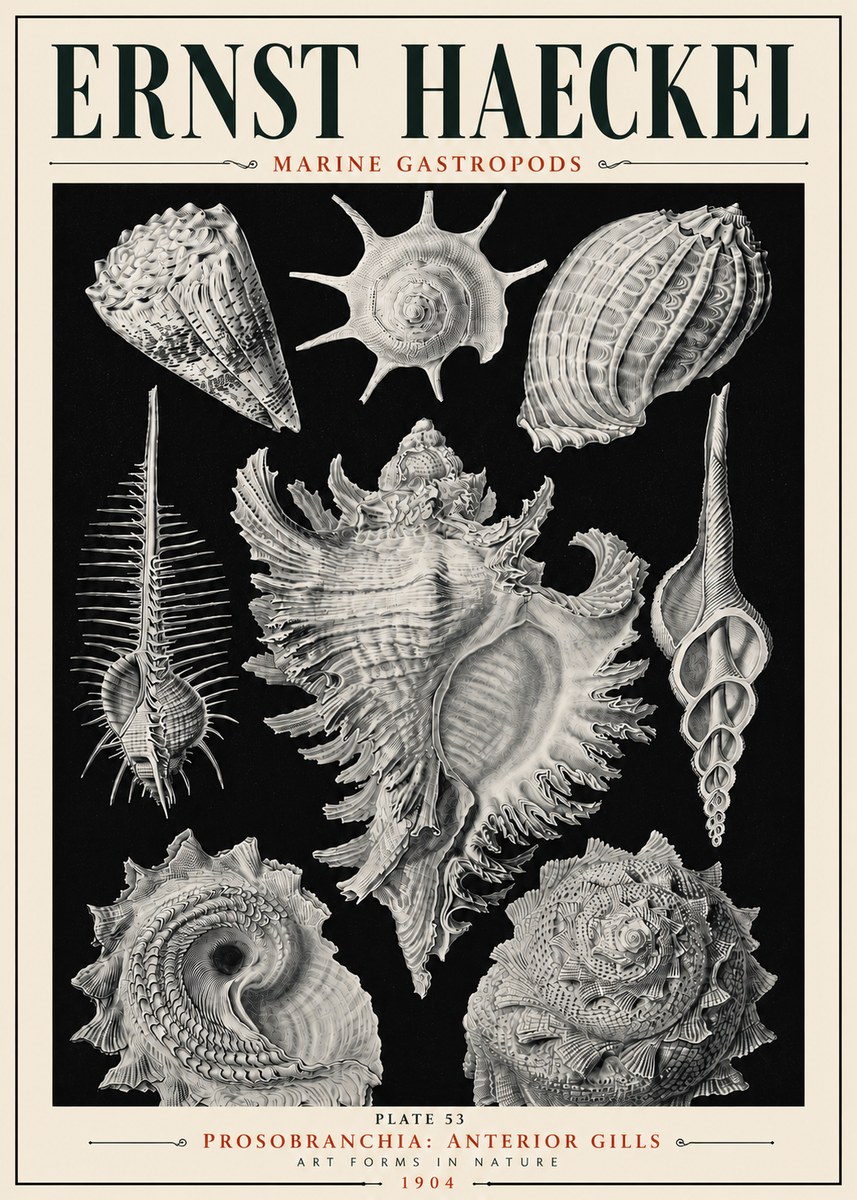 Ernst Haeckel Prosobranchia - Marine Gastropods No6 - Plakát