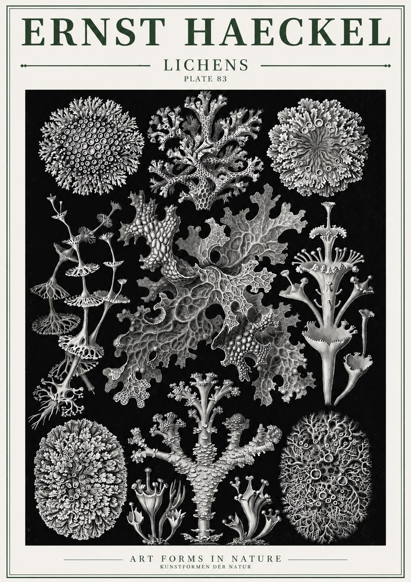 Ernst Haeckel Lichens - Plate 83 No3 - Plakát